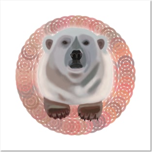 Polar Bear on circular pattern Posters and Art